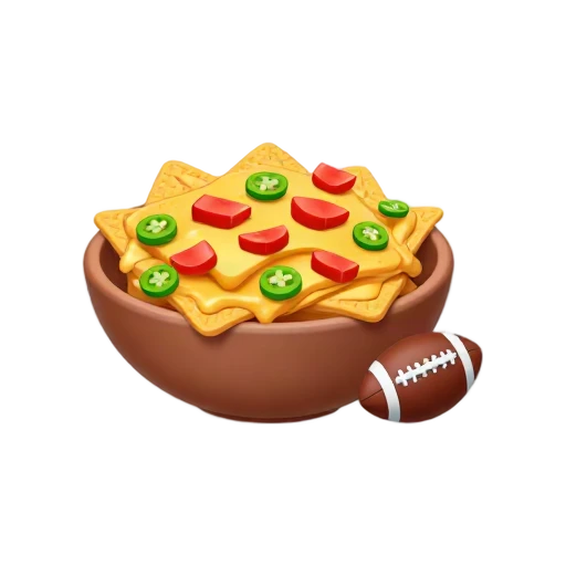 Loaded game day nachos with an American football