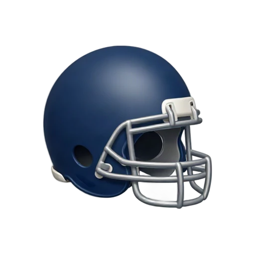 Dark blue American football helmet with silver facemask