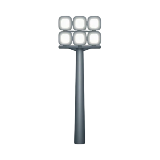 Football stadium floodlight tower with six lamps