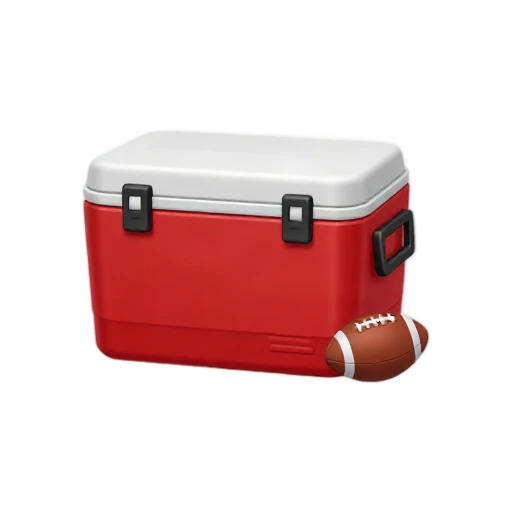 Red football tailgate cooler with an American football