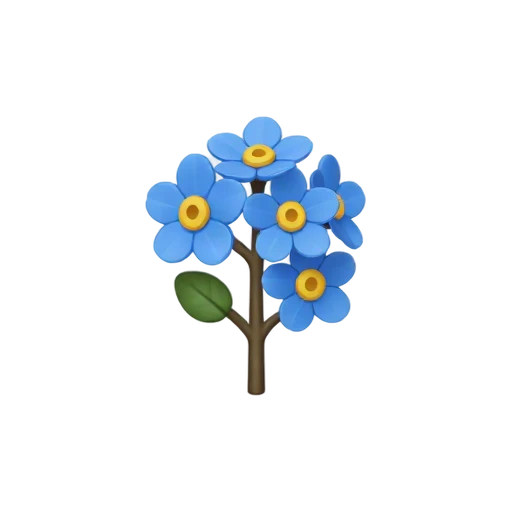 Forget-Me-Not with cluster of tiny sky-blue flowers and five round petals per bloom