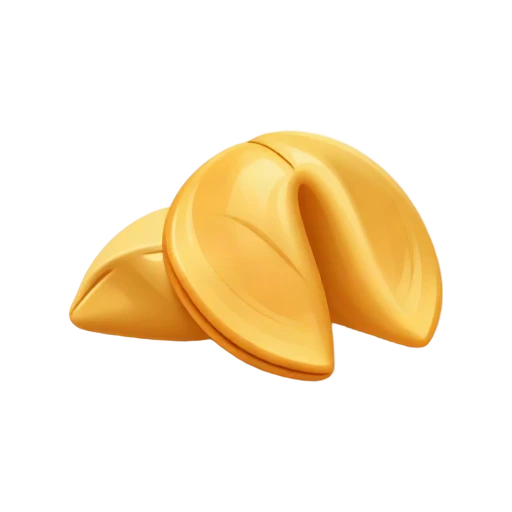 Golden folded fortune cookie with blank white paper slip
