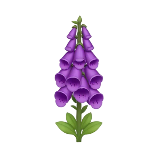 Foxglove with tall stalk of purple tubular bells and dark spots inside bell throats