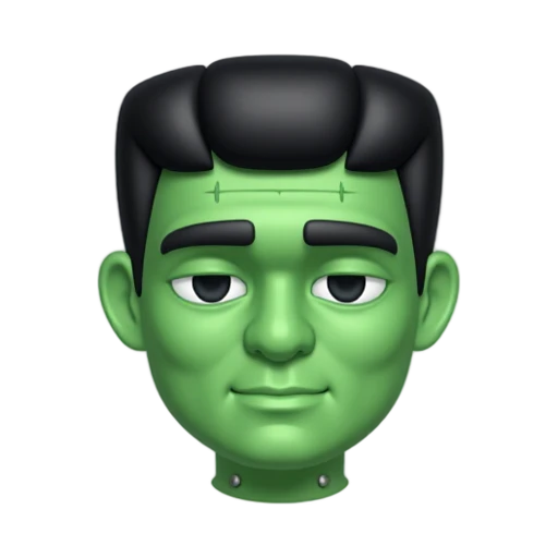 Frankenstein with flat-topped green head and two metal neck bolts