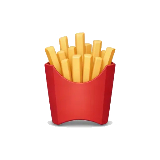 One red paper carton full of golden crispy French fries, simple clean composition, no logo, no background.