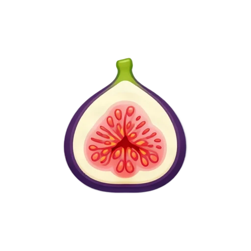 Fresh fig cut open with pink flesh and tiny seeds