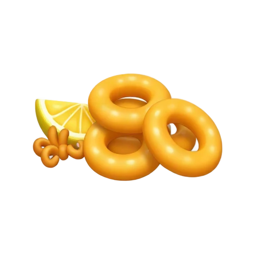 Fried calamari rings with lemon emoji