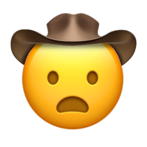 Frowning Cowboy on a transparent background with a brown cowboy hat.
