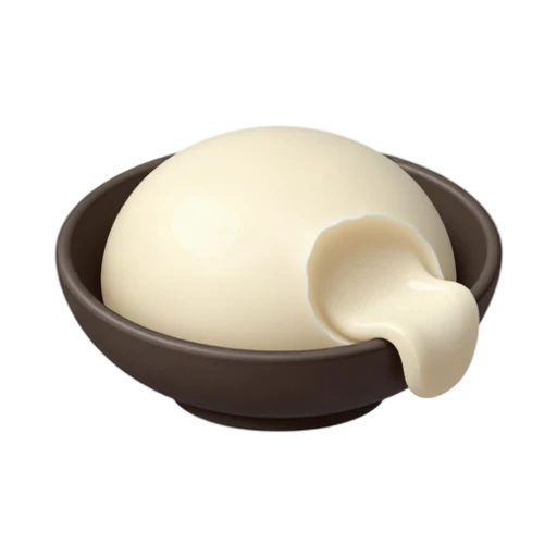 White fufu dough mound with a bite pulled from the side
