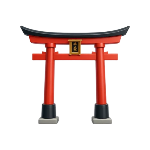 Vermilion Japanese torii gate with black inscription panels