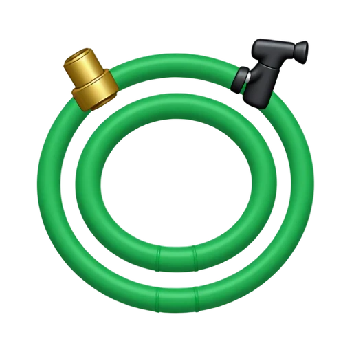 Garden Hose with coiled green rubber hose and brass hose connector