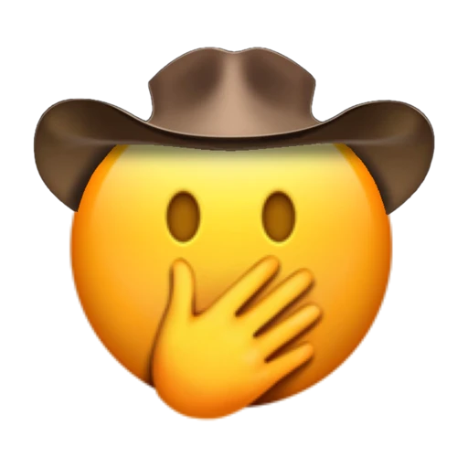 Gasping Cowboy on a transparent background with a brown cowboy hat.