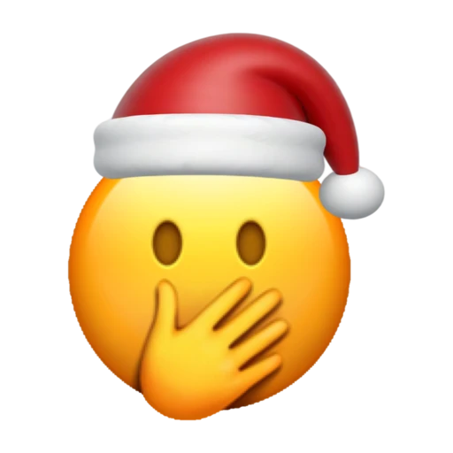 Gasping emoji face wearing a red Santa hat on a transparent background.