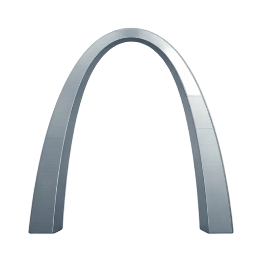 Silver Gateway Arch curving high above an open center