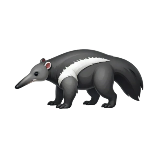 Giant anteater standing with bushy tail