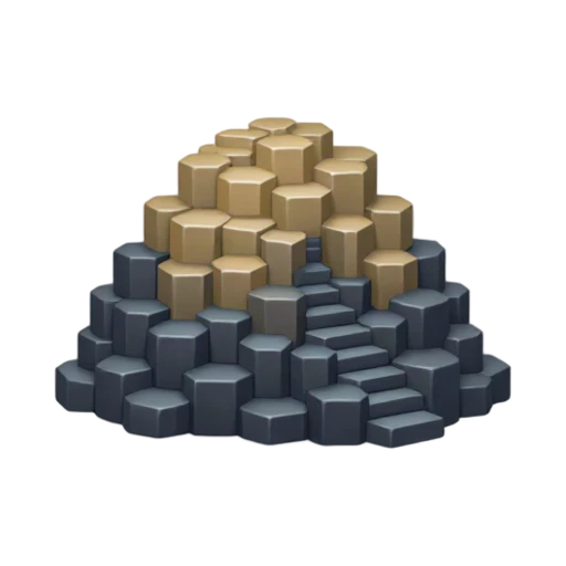 tightly packed hexagonal basalt columns and stepped path descending to the sea, depicting Giant's Causeway.