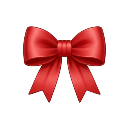 Red satin gift bow with curled ribbon tails