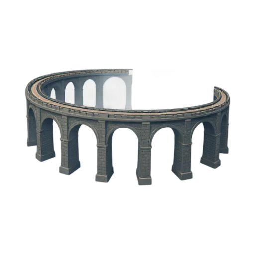 curved railway viaduct and repeating high stone arches, depicting Glenfinnan Viaduct.