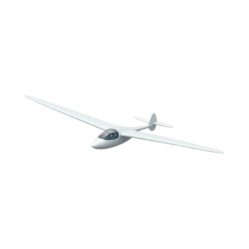 Glider Plane with very long narrow wings and slim white fuselage