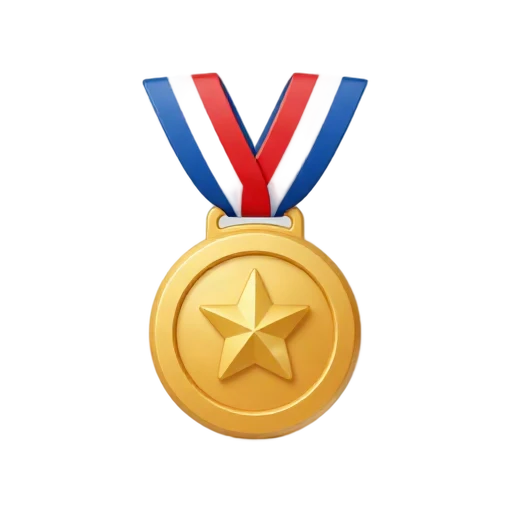 Gold medal on striped ribbon