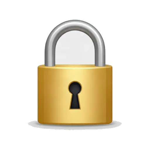 Golden locked padlock