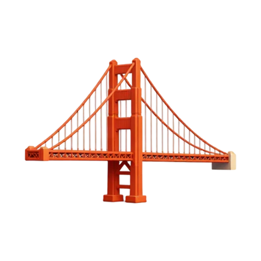 Golden Gate Bridge orange towers and suspension cables