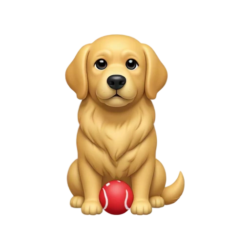 Golden retriever with tennis ball emoji