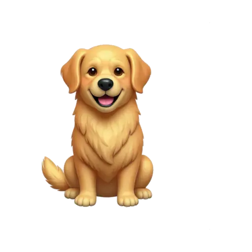 Happy golden retriever sitting with its tongue slightly out