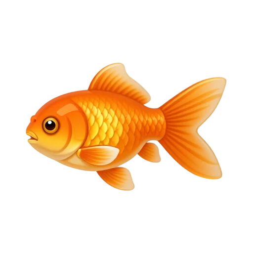 Orange goldfish with rounded body, flowing fins, and a broad fan tail