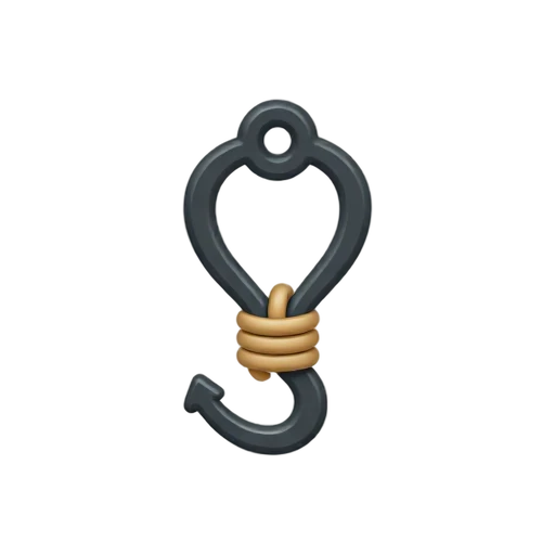 Four-pronged grappling hook with rope emoji