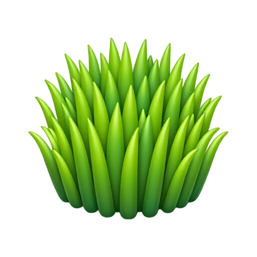 Small dense tuft of green grass blades with pointed tips