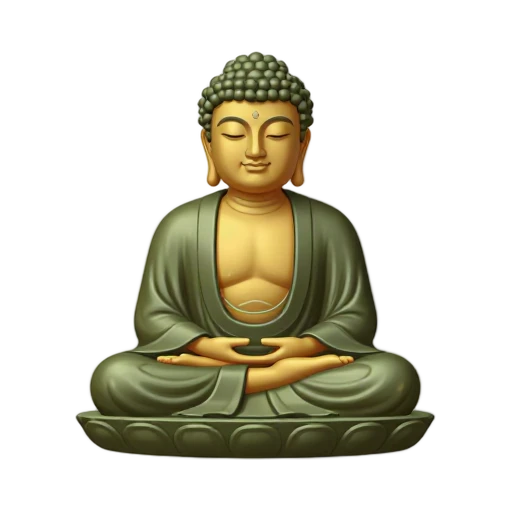 seated bronze Buddha statue and small curled hair, depicting Great Buddha of Kamakura.