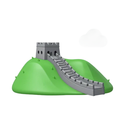 Great Wall of China with crenellated walls and watchtower