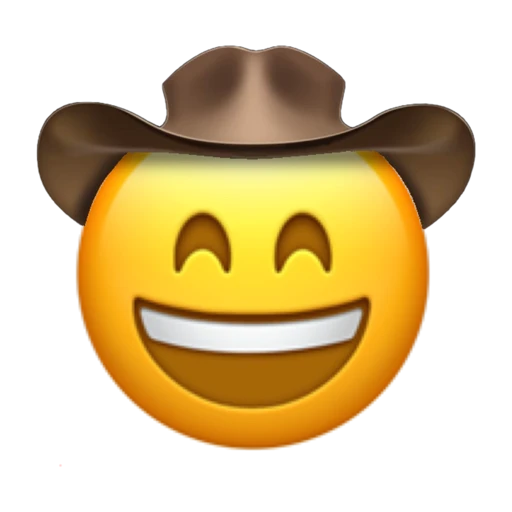 Grinning Cowboy on a transparent background with a brown cowboy hat.