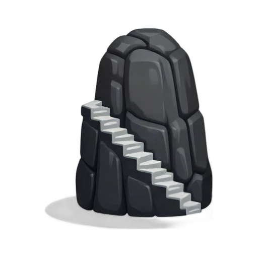 massive dark granite monolith and zigzag staircase climbing one side, depicting Guatapé Rock.