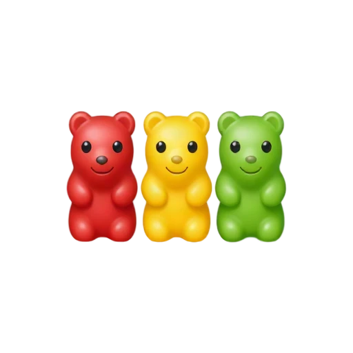 Red yellow and green gummy bears