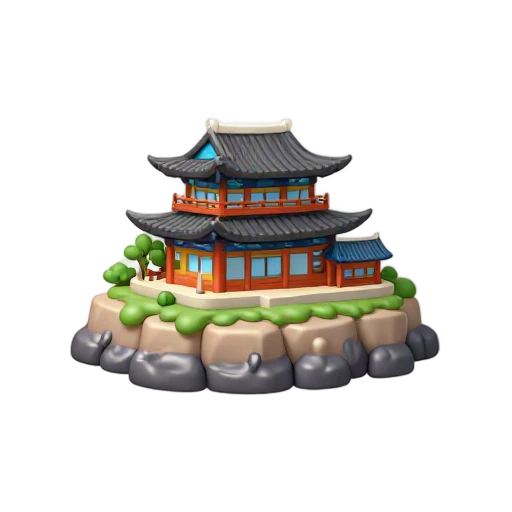 layered temple roofs and rocky coastal ledge, depicting Haedong Yonggungsa Temple.