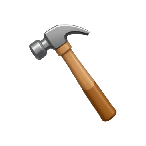 One steel claw hammer with a wooden handle angled diagonally, no hand, shadow, or scenery.