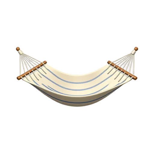 Curved woven hammock with spreader bars and end suspension ropes