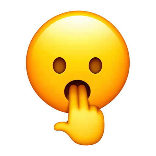 Yellow face with two fingers in its open mouth