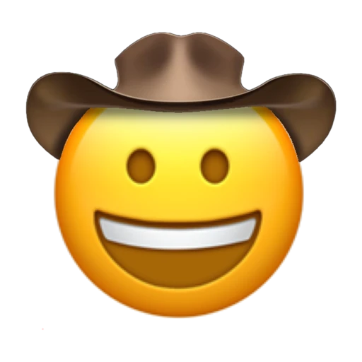 Happy Cowboy on a transparent background with a brown cowboy hat.