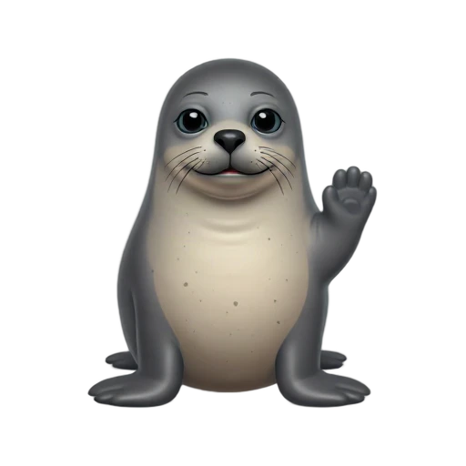 Gray harbor seal waving one flipper