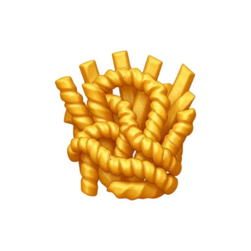 Golden seasoned curly fries in corkscrew spirals
