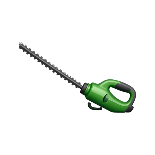 Hedge Trimmer with long double-sided toothed blade and loop-shaped front safety handle