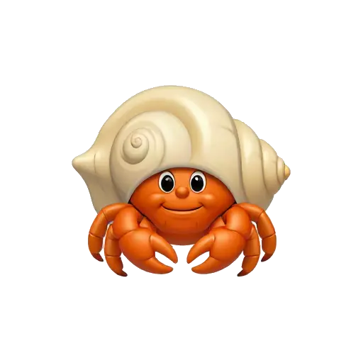 Orange hermit crab in a spiral shell