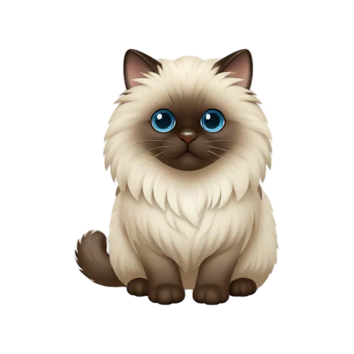 Fluffy pale Himalayan cat with dark points and blue eyes