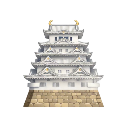 White Himeji Castle with layered roofs and central keep