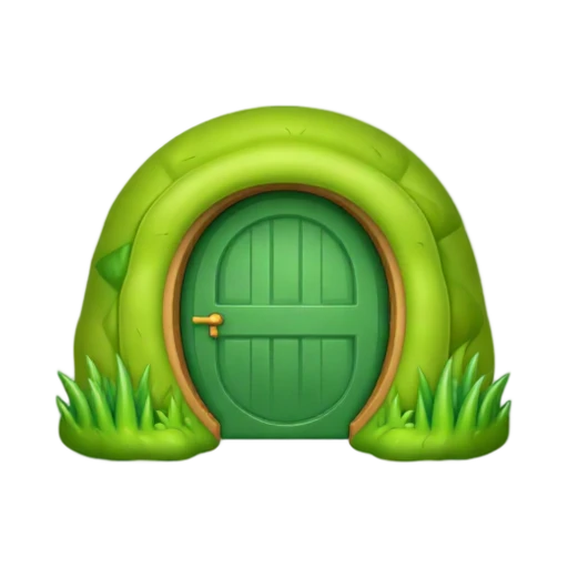 round green door and grassy hillside around the doorway, depicting Hobbiton Round Door.