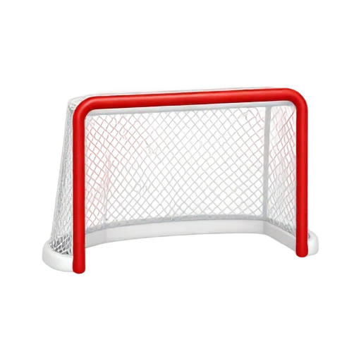 Red ice hockey goal with white net