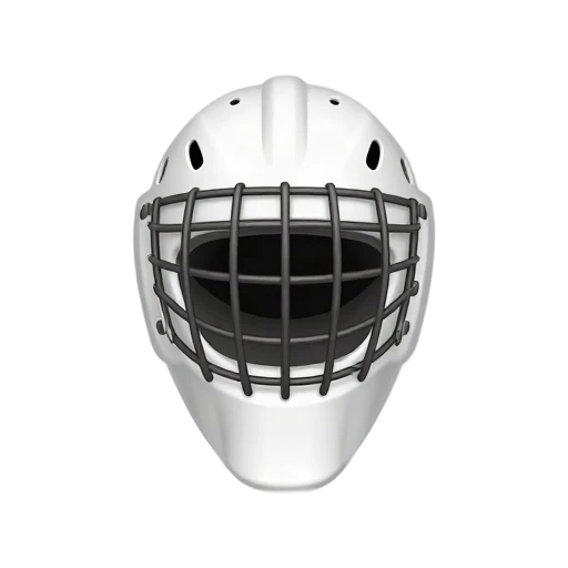 White hockey goalie mask with metal cage